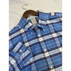 Brooks Brothers Regent Fit 1818 Blue Check Long Sleeve Button Down Shirt Mens XL